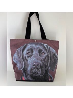 FIDDLER'S ELBOW Black Labrador Retriever Cotton Canvas Silk Screened Tote Bag
